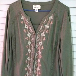 GUC Style & Co Woman Size 1X Sage Button Top